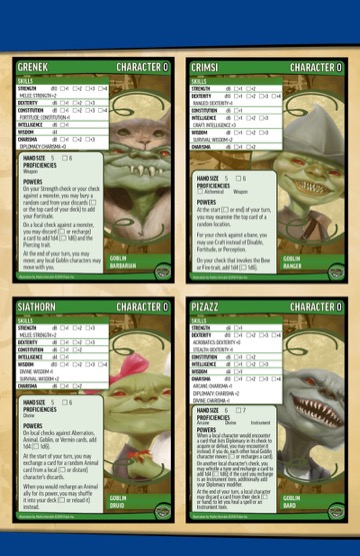 A preview of the four new goblin character cards from the Cookedtoes tribe, including Grenek, Crimsi, Siathorn, and Pizazz.