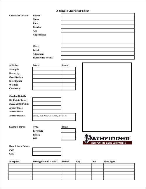 Paizo pathfinder character sheet pdf