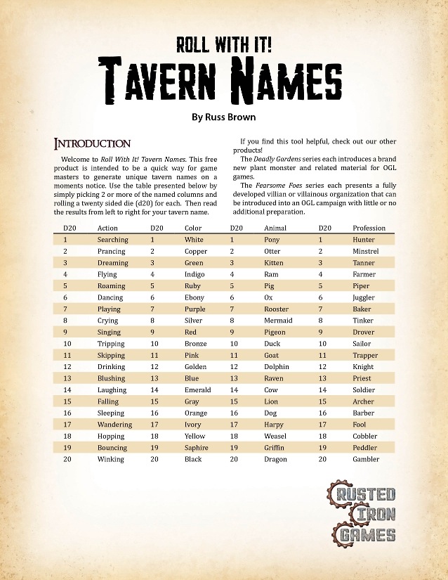 Paizo Roll With It Tavern Names PDF