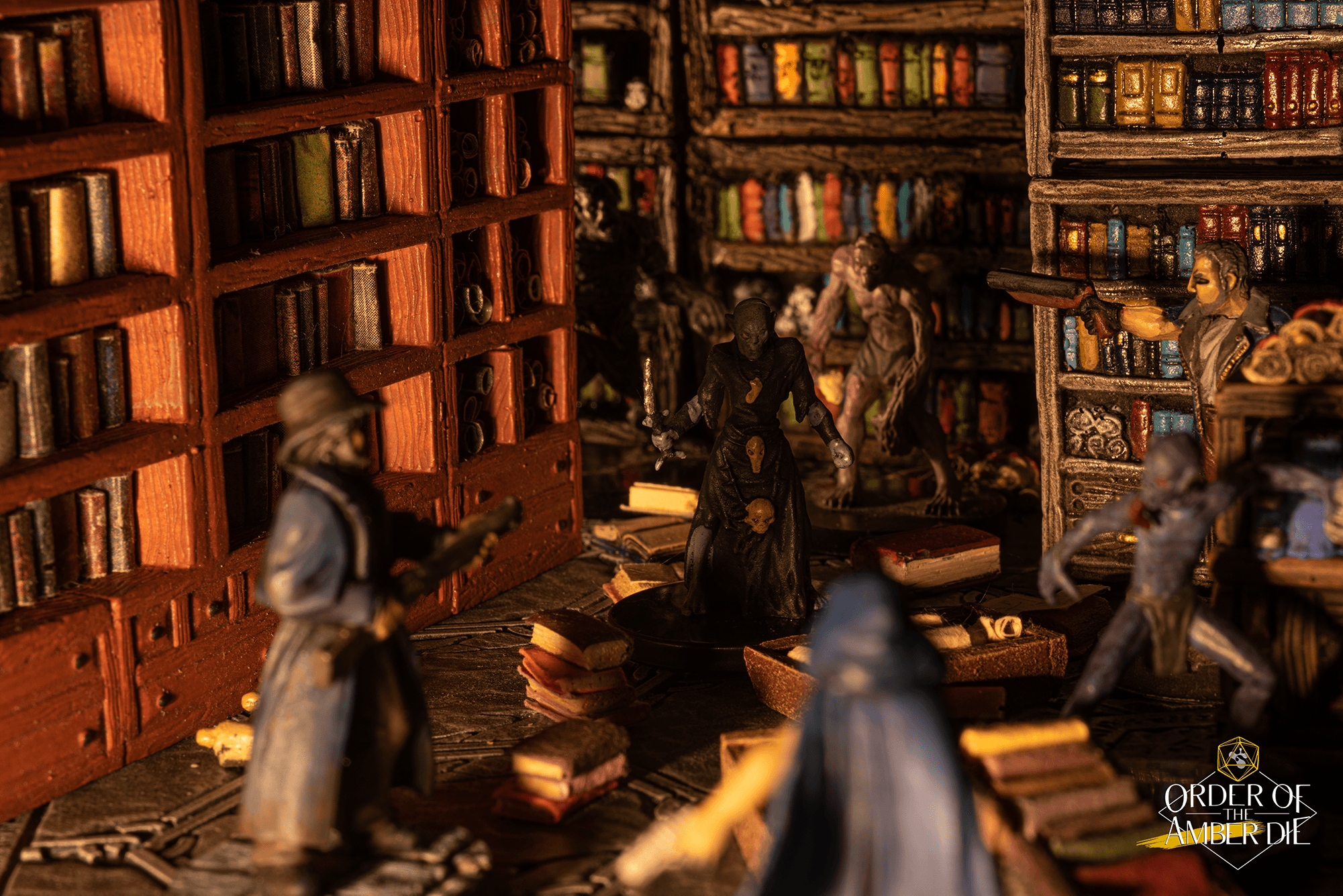 Miniatures in a model of a library 
