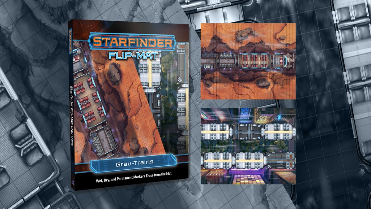 The cover for Starfinder Flip-Mat: Grav Trains.