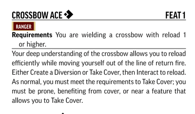 Pathfinder Second Edition Remaster Player Core Feat, Crossbow Ace
