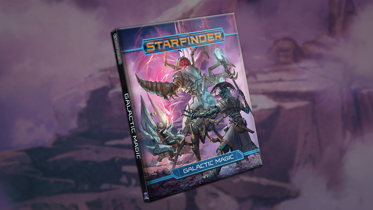 Starfinder Galactic Magic: Iconics Keskodai and Ciravel flank a large insect-like robot