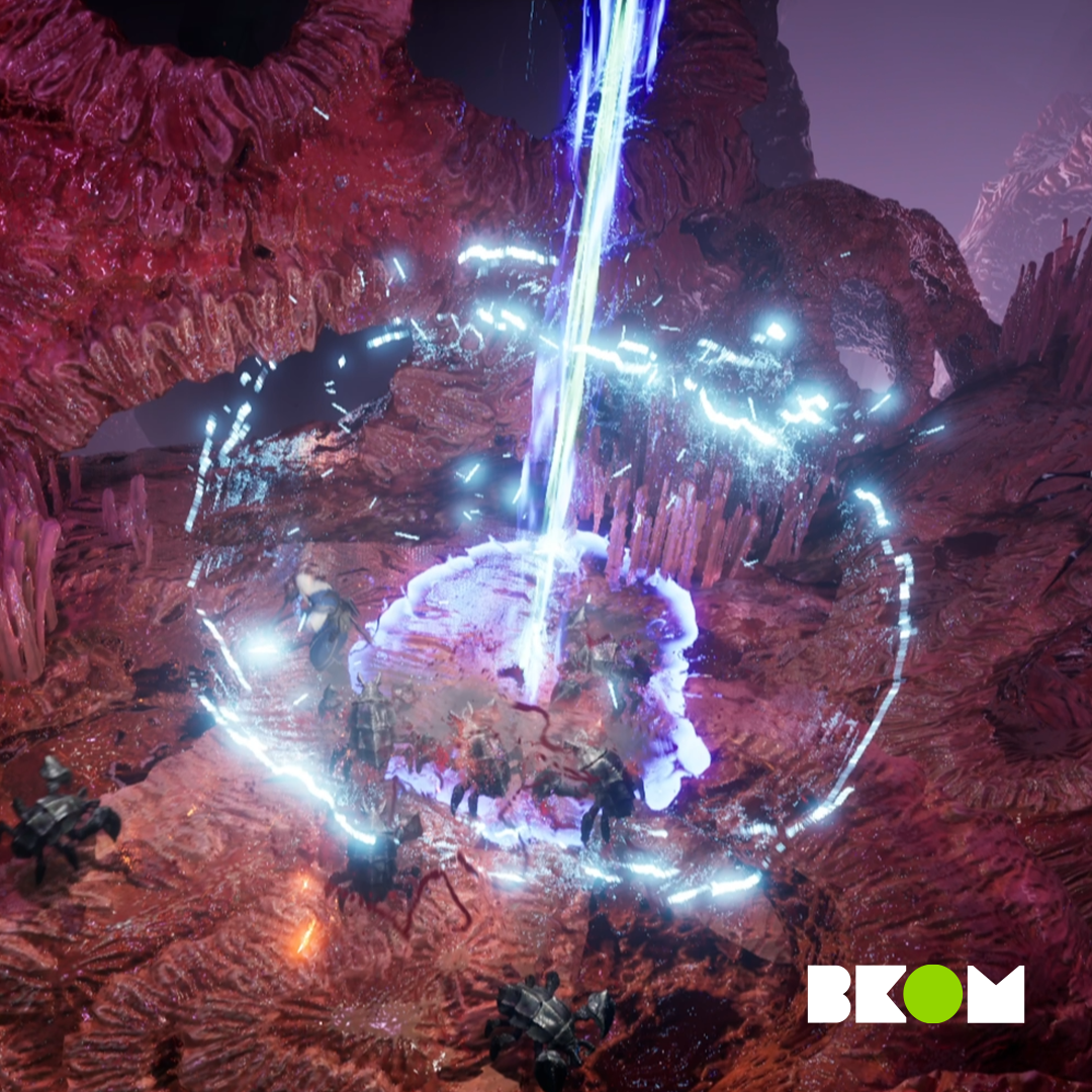 BKOM Abomination Vaults Gameplay screenshot featuring a large area of effect spell