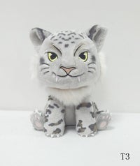 A small plush of iconic animal companion, Droogami the snow leopard
