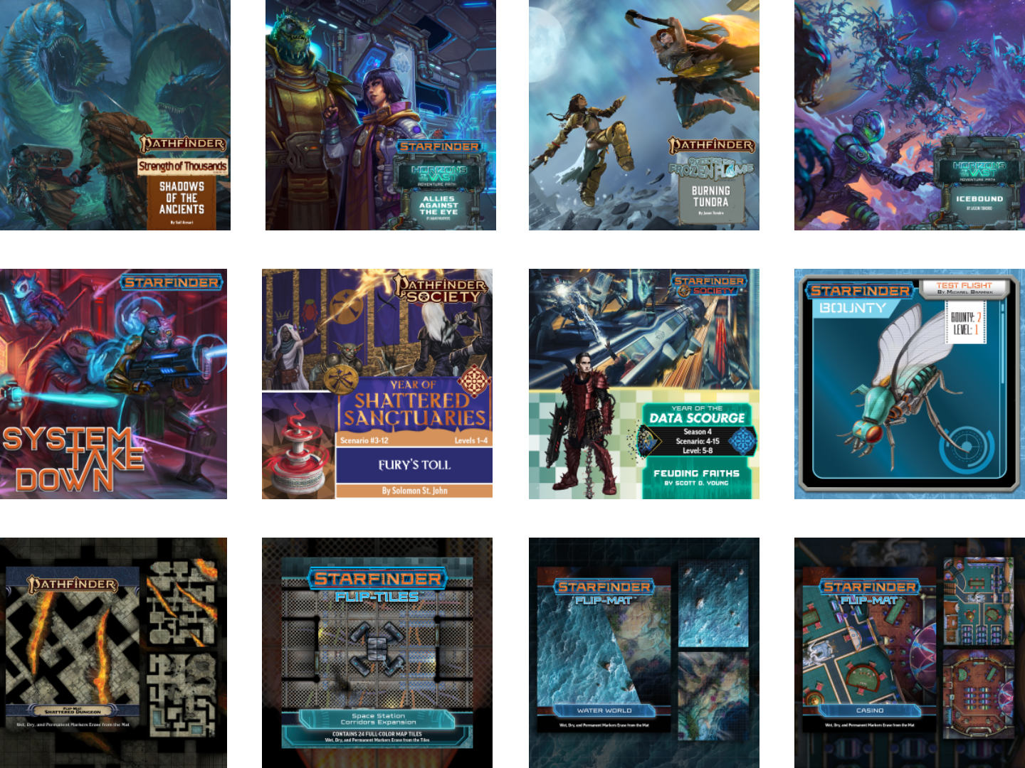 Paizo March 2022 new releases spread of promotional art