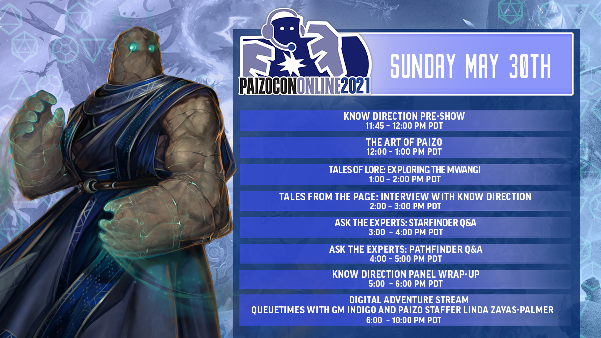 PaizoCon 2021 Online Sunday Schedule
