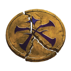 Pathfinder Society year three symbol, shattered on the ground