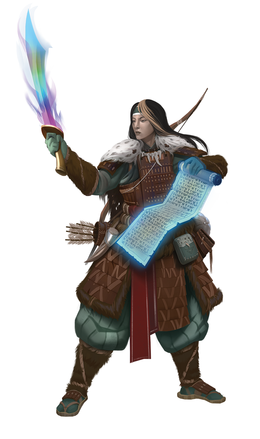 Magus Archetype Atharaa, holding the glowing sword and scroll