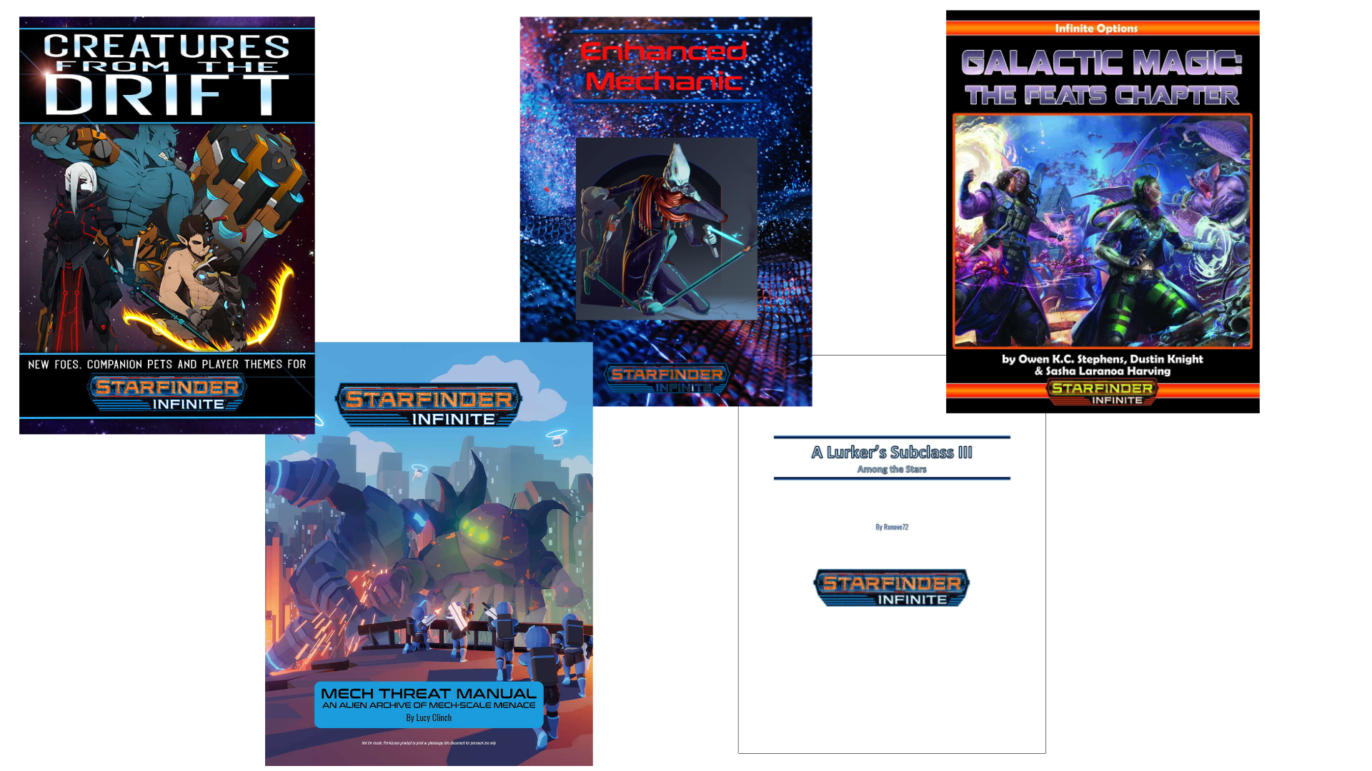 A spread of the covers of the Starfinder Infinite Top Performers for January 2024