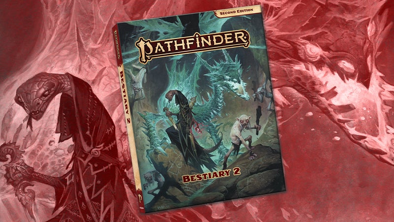 Pathfinder Second Edition Bestiary 2 cover featuring a morlock and a ravager looming in the background