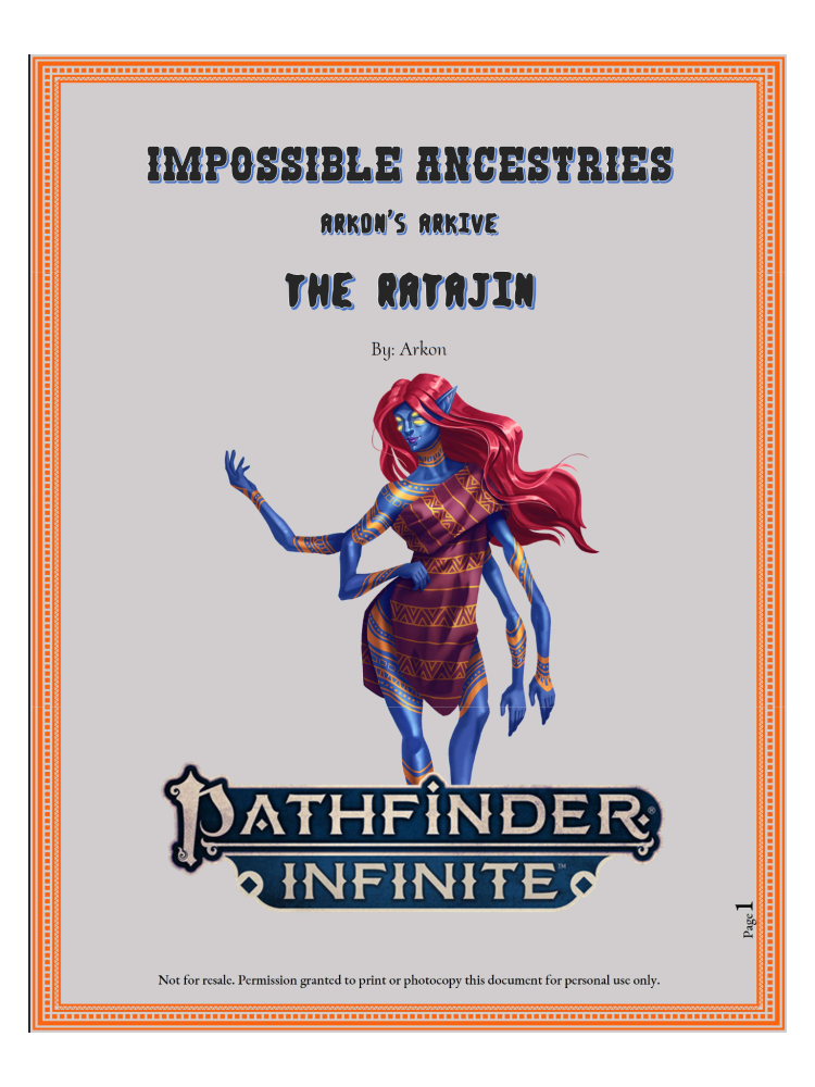 Pathfinder Infinite: Impossible Ancestries Arkon's Archive The Ratajin