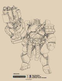 Concept art of Obozaya, a vesk soldier, art by Kent Hamilton
