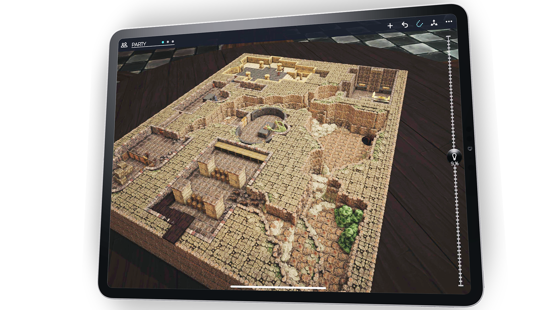 Mirrorscape Augmented Reality  top down view of table Dungeon Mockup