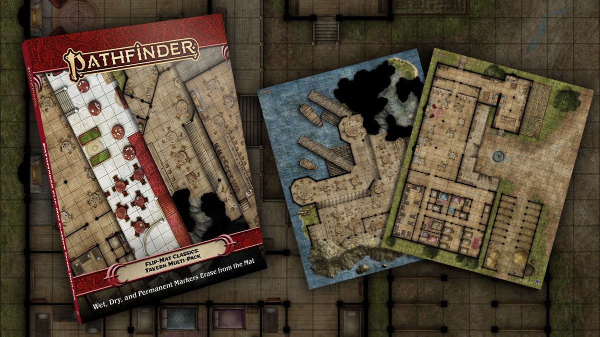 Pathfinder Flip-Mat Classics Tavern Multi-Pack: Square tiled maps of different sized tavern interiors