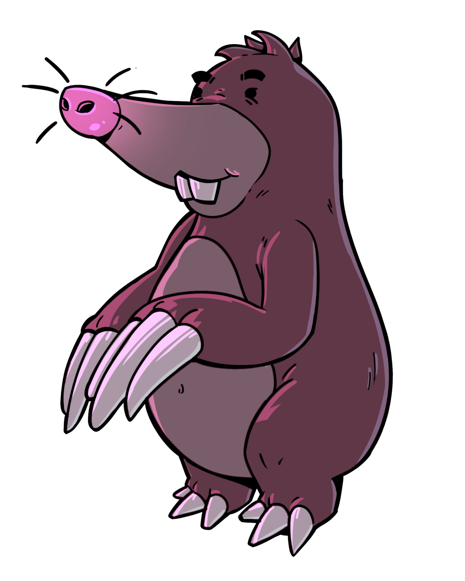 Artist Samuel Azeredo - Angler Mole: A cute, cartoonish mole with a glowing nose and long front claws poses pleasantly.