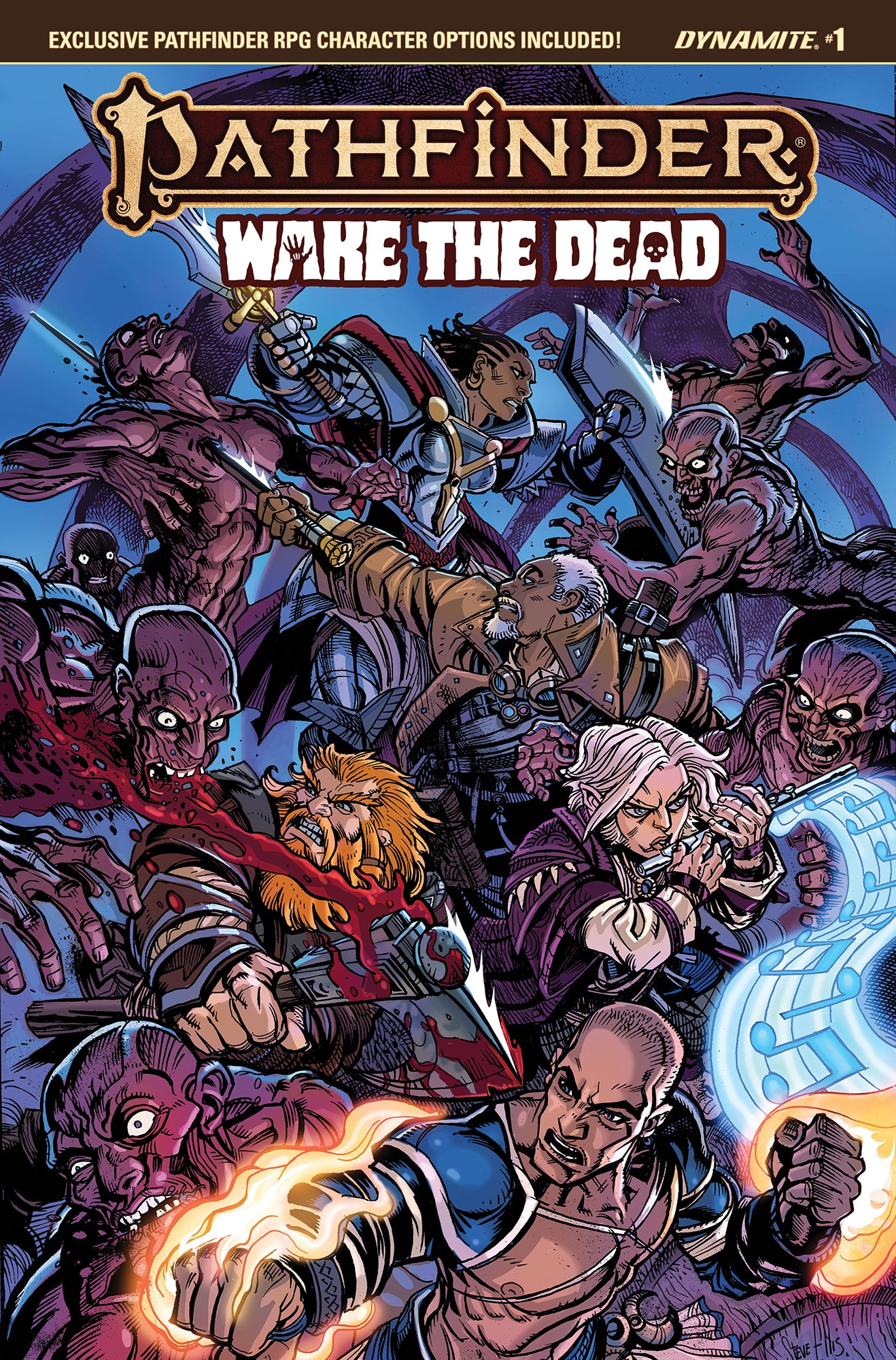 Pathfinder Wake The Dead: The pathfinder Iconics fighting their way through a hoard of undead that have them surrounded on all sides