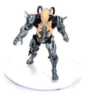 mini figure of a cybernetic golem. A robot-like being with the head and torso of a man