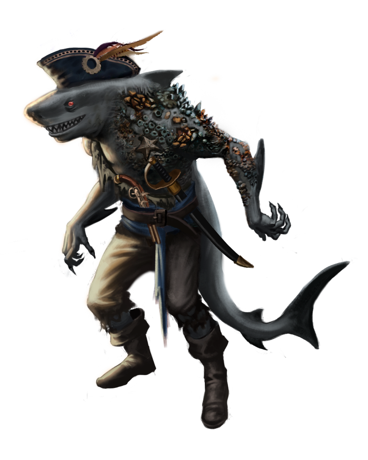 artist Alecksander Ribeiro : Barnacle Barnaby, a shark lacedon covered in barnacles and wearing pirate gear.