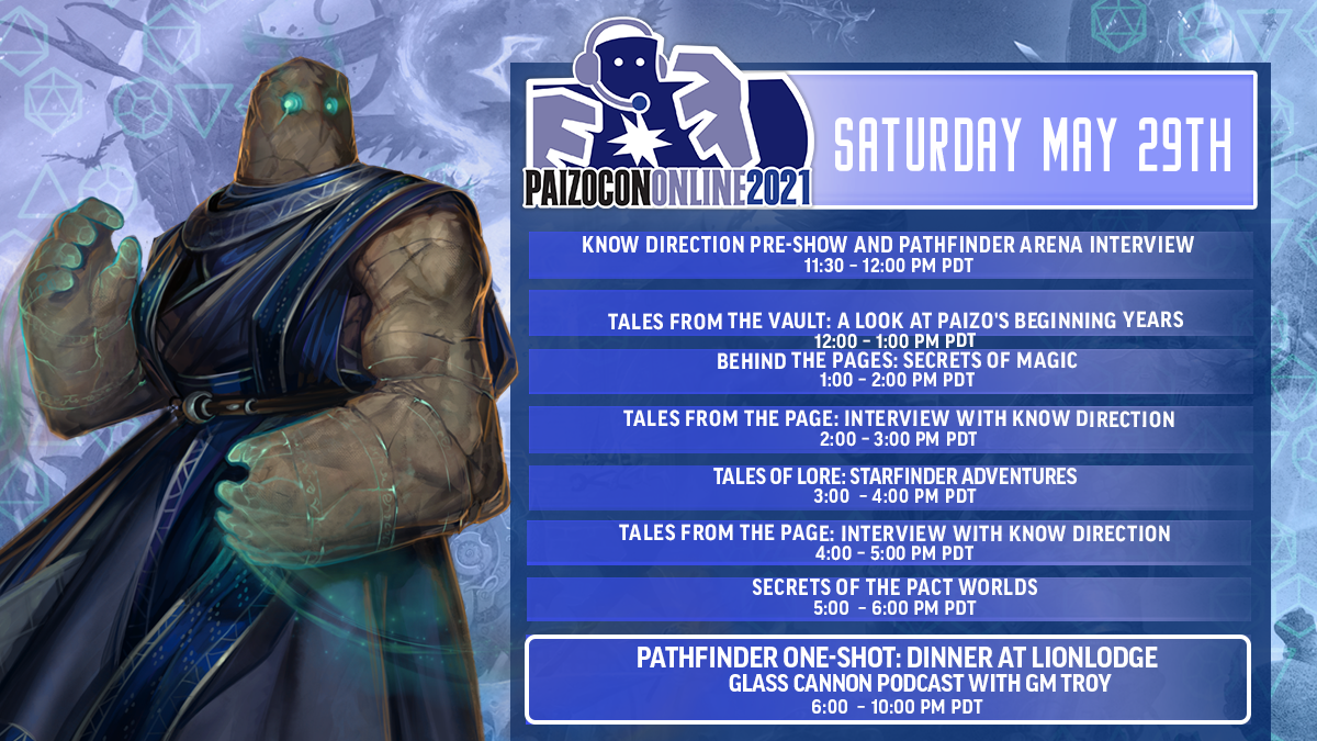 PaizoCon 2021 Online Saturday Schedule
