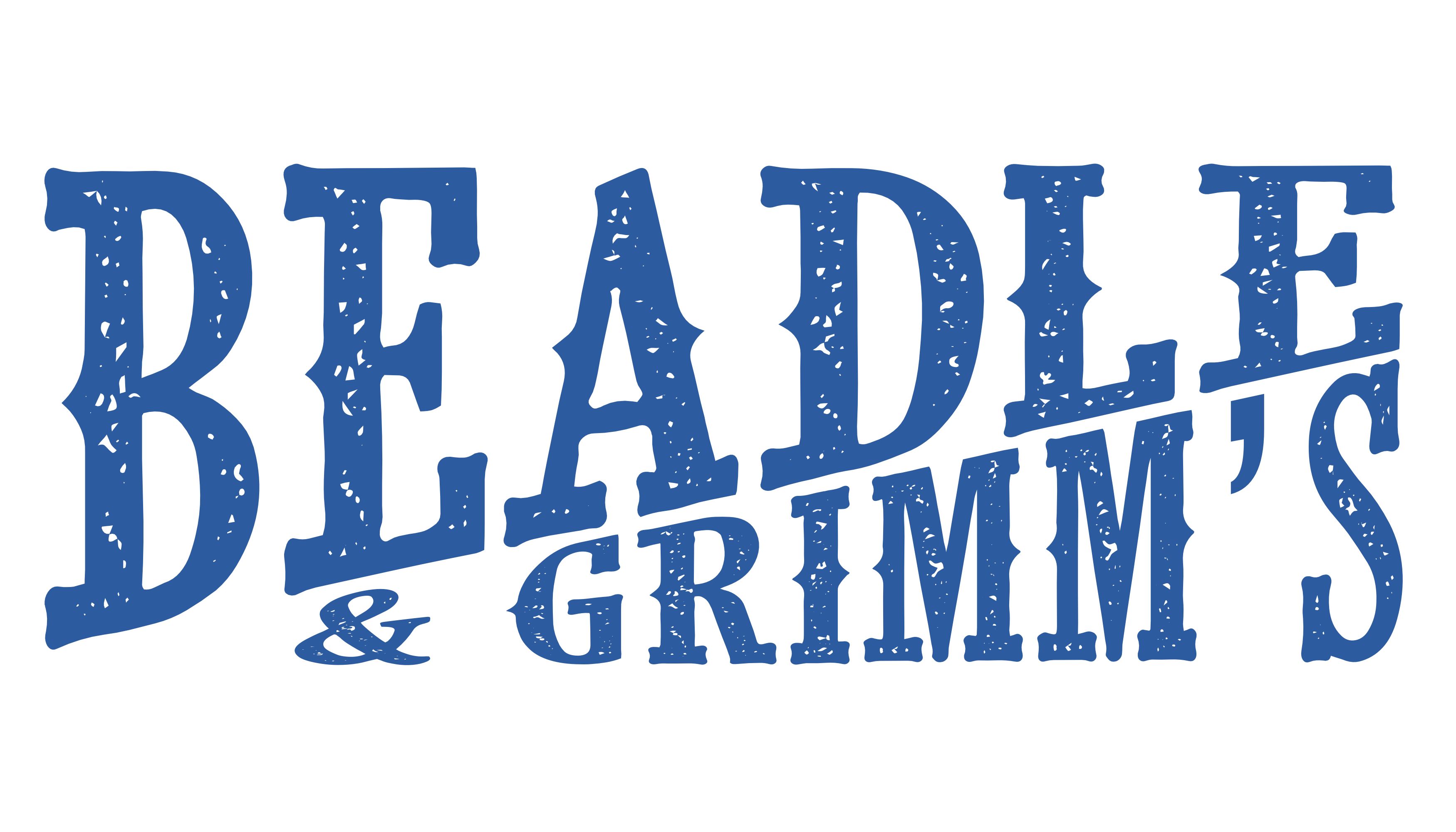 Beadle and Grimm's blue distressed text logo