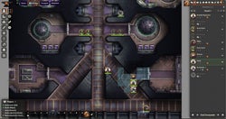 Top down view of virtual tabletop online map featuring an interior walkway