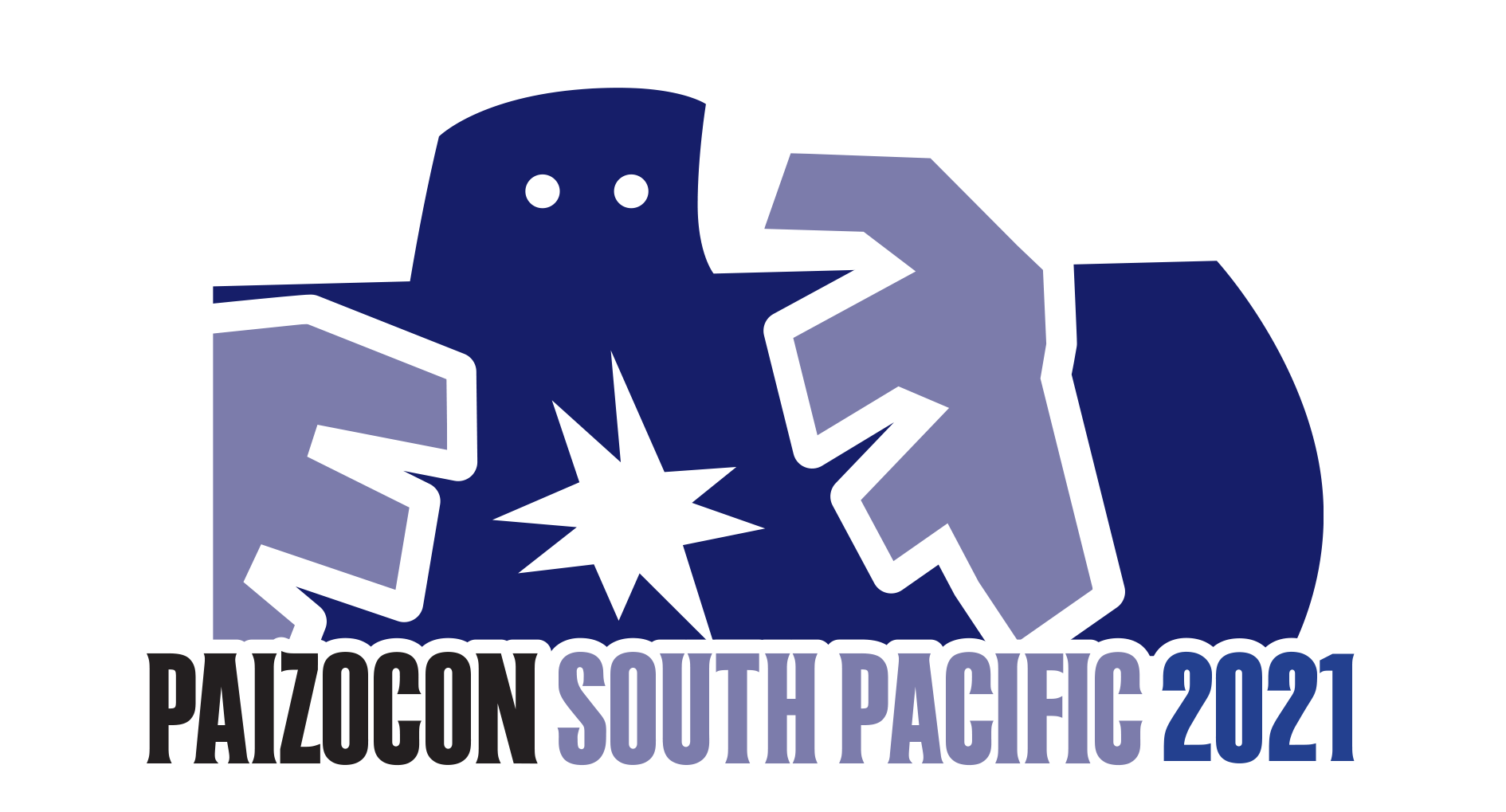 Paizo Golem Vigilant with a headset and mic over the paizocon online South Pacific 2021 text logo