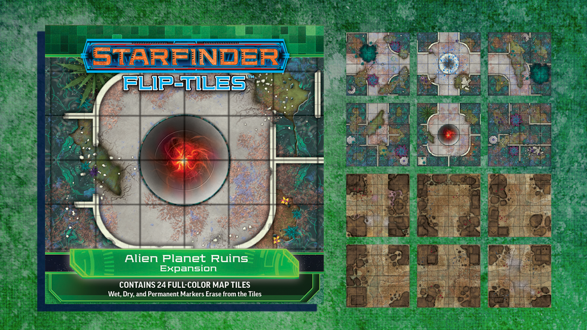 Starfinder Flip-Tiles: Alien Planet Ruins Expansion. Expanded extraterrestrial forested and mountainous environments 