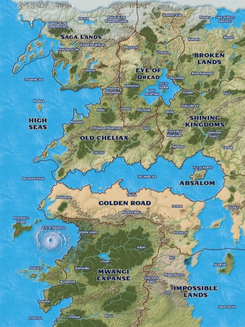 Lost Omens Setting Map featuring the different lands of the Age of Lost Omens