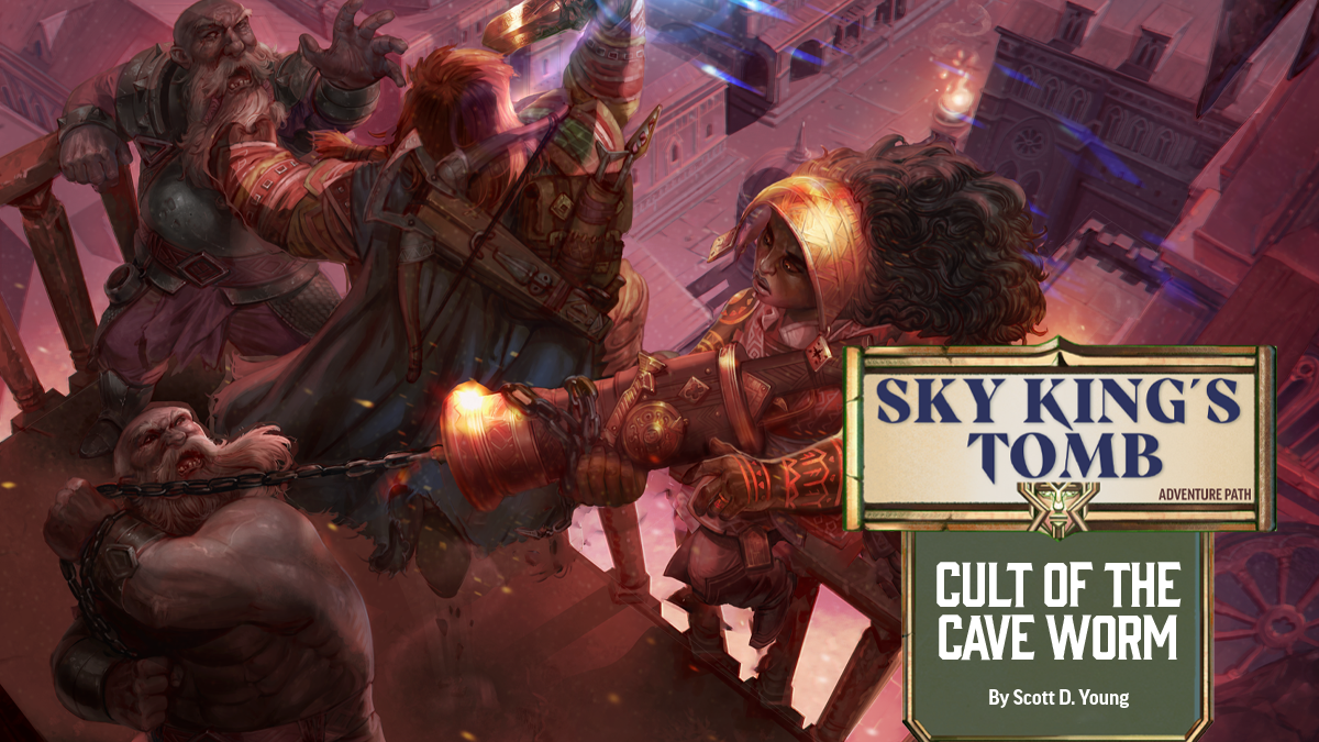 The cover of Pathfinder AP #194 Cult of the Cave Worm (Sky King’s Tomb 2 of 3)