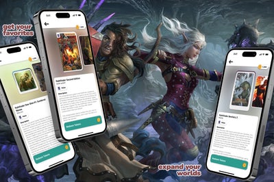 TabletopTown app Pathfinder wireframes mockup