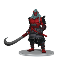 A painted mini figure of a devil holding a large sword