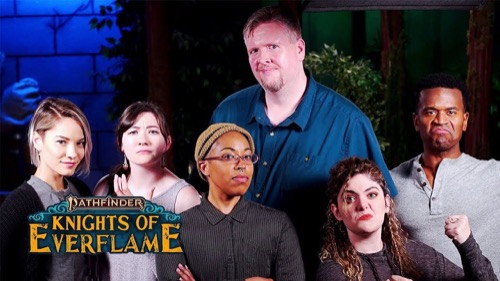 Left to right: Erika Fermina, Rachel Seeley, Aki, Jason Bulmahn, Gina DeVivo, and Jeremy Steven Walker