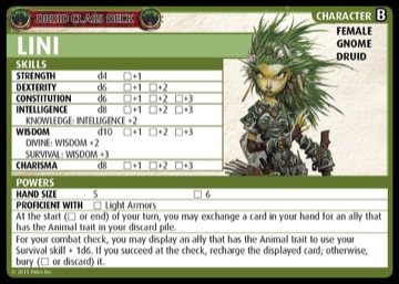 Druid Class Deck: Lini, Character B, Female Gnome Druid.