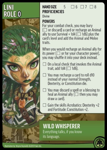 Lini, Role 0. Wild Whisperer. Everything talks, if you know its language.