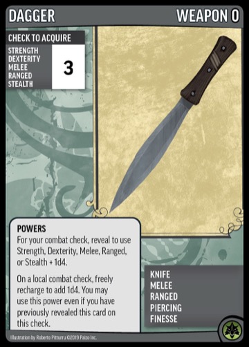 Dagger, Weapon 0. Knife, Melee, Ranged, Piercing, Finesse.