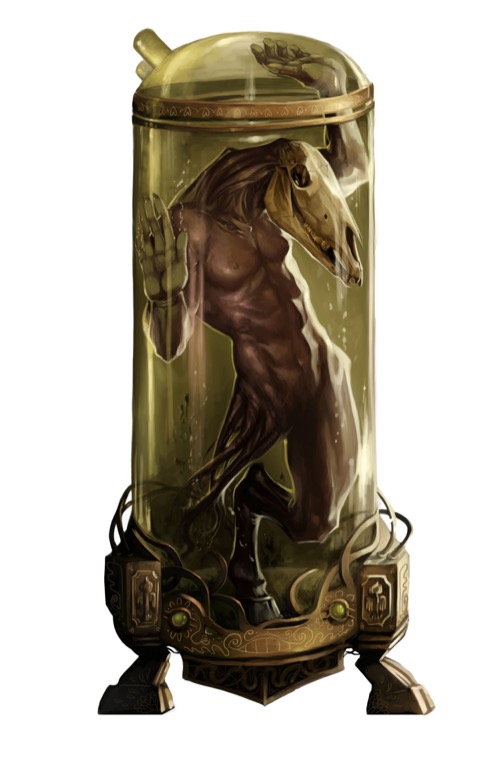Image of a vat of diseased liquid with a disease daemon pickling in it for the Pathfinder Adventure Card Game.