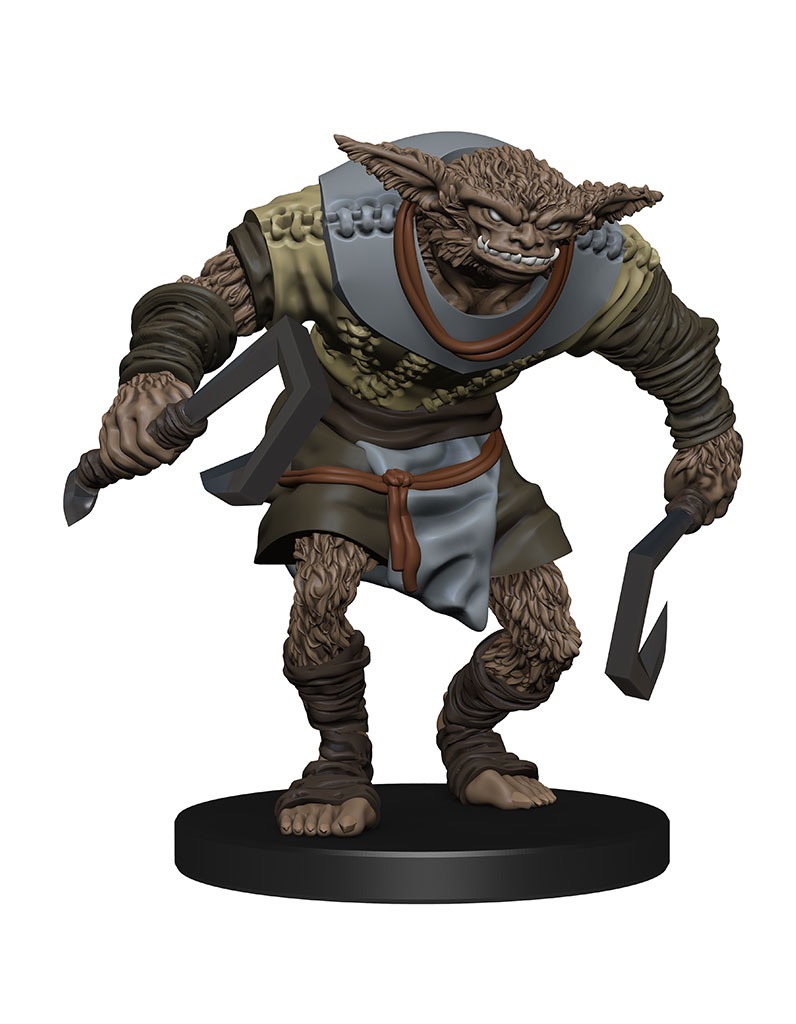 The bugbear butcher menaces with sharp tools in each hand.