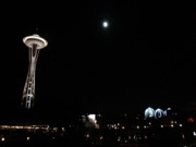 The Space Needle at night.