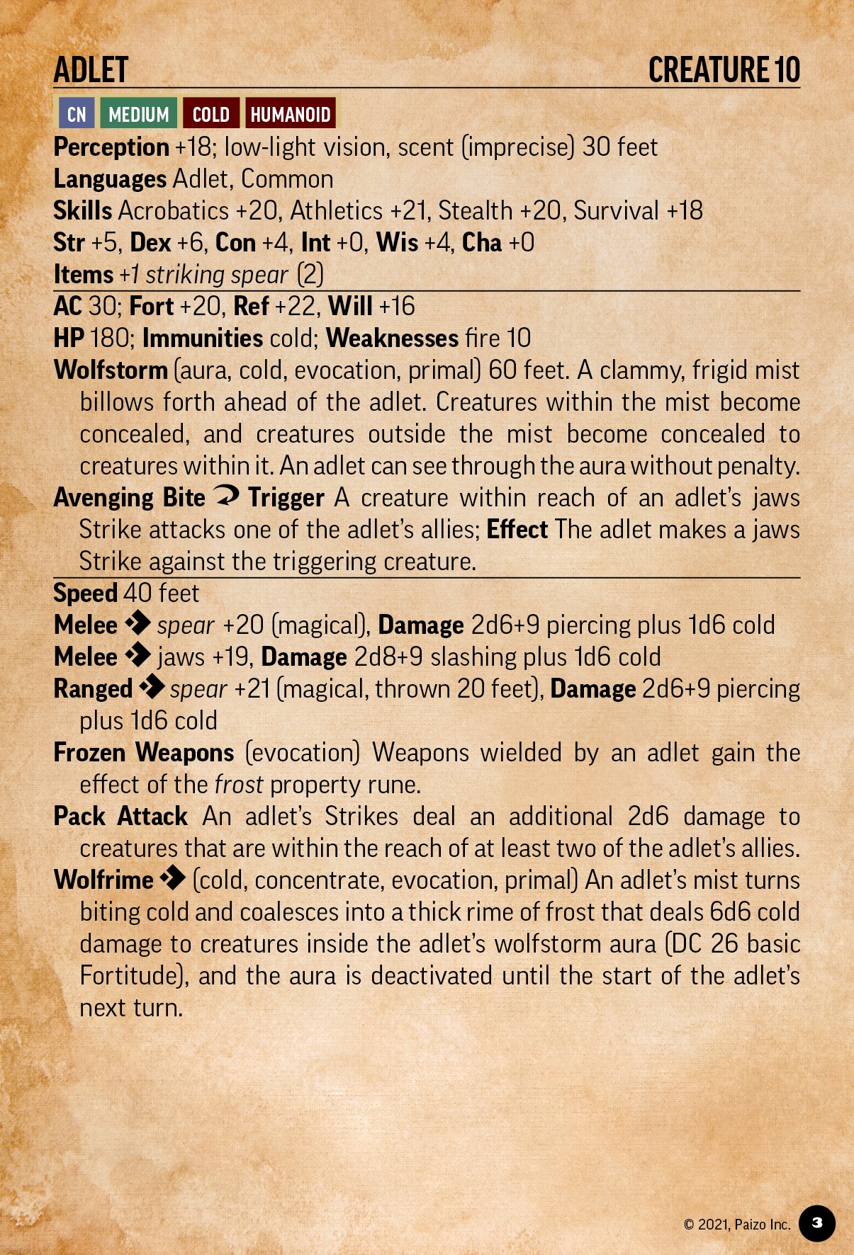 Paizo.com - Pathfinder Bestiary 3 Battle Cards