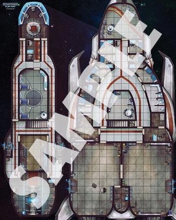Starship Flip-Mat sample, depicting a sleek exploratory vessel
