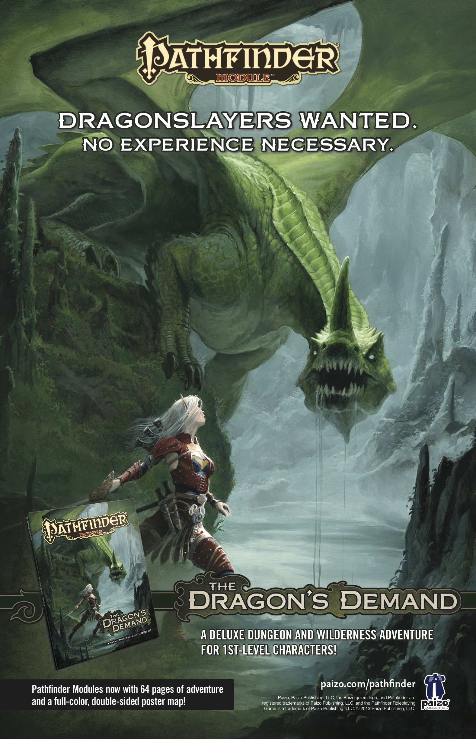paizo.com - Pathfinder Module: The Dragon's Demand Marketing Poster Rolled