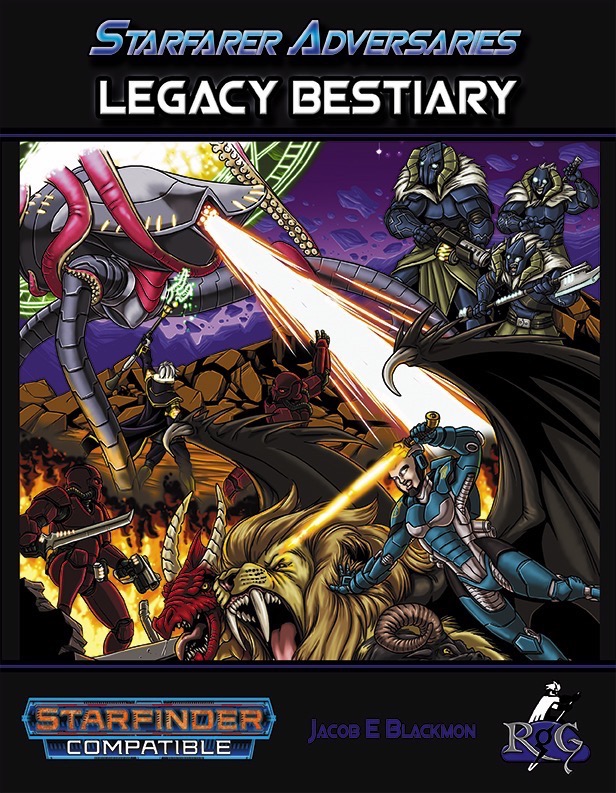 Starfarer Adversaries: Legacy Bestiary Book PDF: a large group battling around a portal that monsters are appearing from