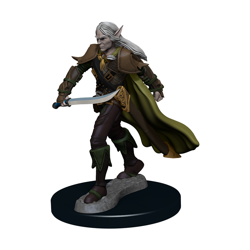 Elf Fighter Male mini figure with a drawn sword