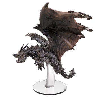 a 3D model of an adamantine dragon, a large dragon with a thick hide and scales, painted dark brown and grey 