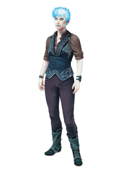 Passenger, Art by Roberto Pitturru: A femme-presenting android. They have glowing eyes, glowing circuitry along their arms, and clothing that is decorated with pieces of technology