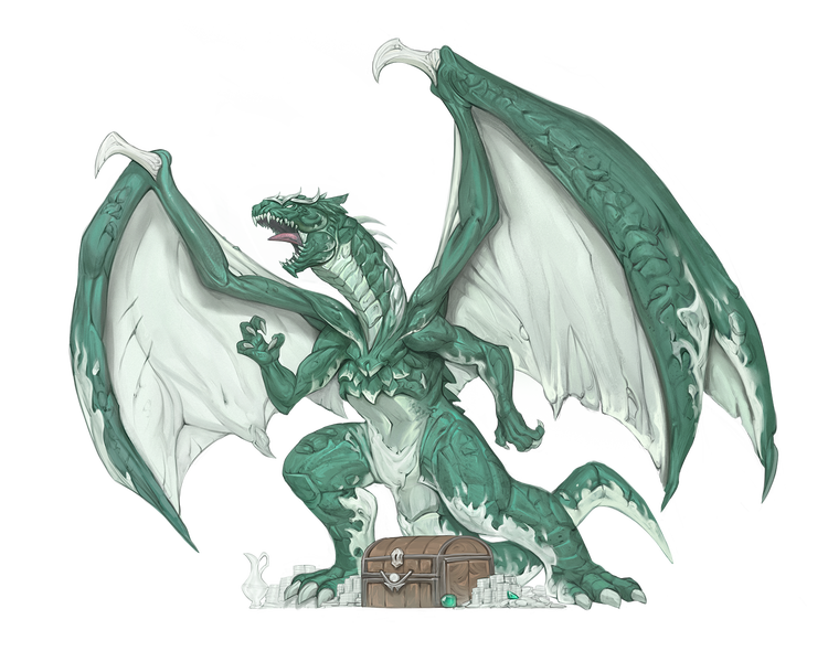 Zaluraak, artist Lucas Fernando: A young fortune dragon stands upon two legs, his underbelly coated in metallic silver, showing both his youth and relative lack of wealth and power. He plans to change that through conquest.