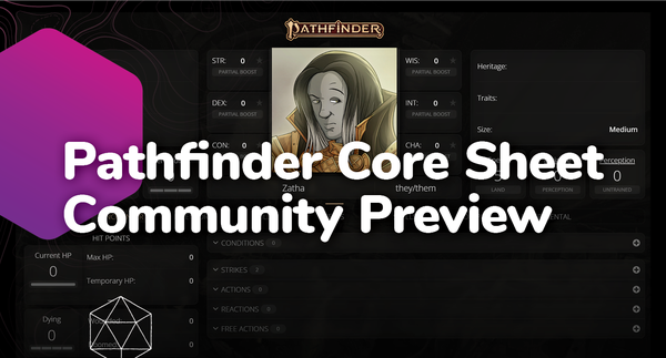 Roll20 Pathfinder Core Sheet Community Preview