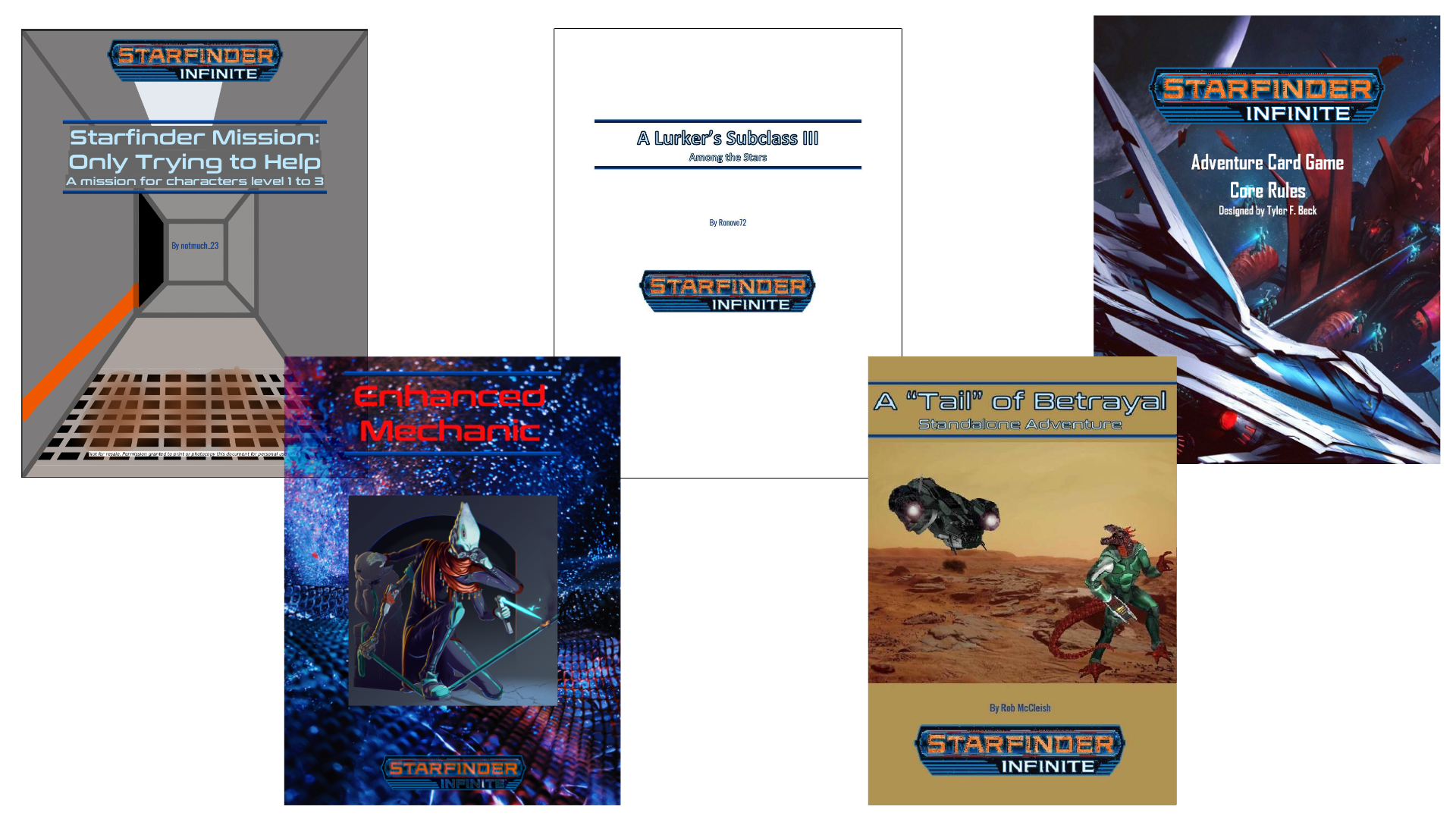 A spread of the covers of the Starfinder Infinite Top Performers.