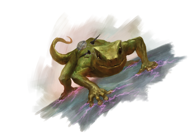 Magnetic Gecko - art by Maichol Quinto : a gecko with coins and nails attached to its back